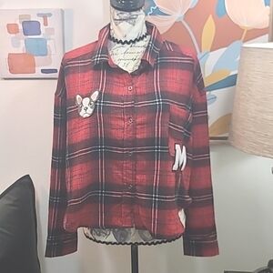 no comment Plaid cropped flannel